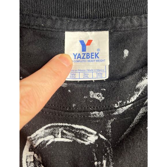 YAZBEK Puerto Vallarta Mexico B&W Pirate SKULLS AOP Art Graphic T-Shirt 2XL 2X - Picture 4 of 6